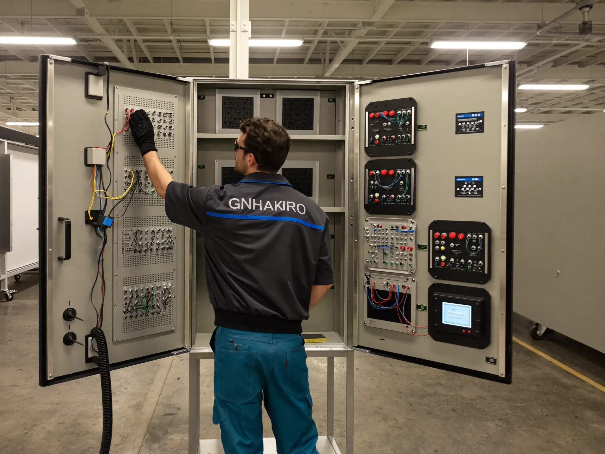 Techniker konfiguriert eine elektrotechnische Sonderanlage – individuelle Steuerungslösungen von MTM Technik
